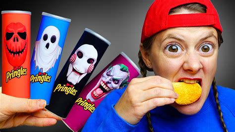 Mukachu 손가락 가족 노래 먹는 비디오 Eating Pringles Ghost On Halloween Youtube