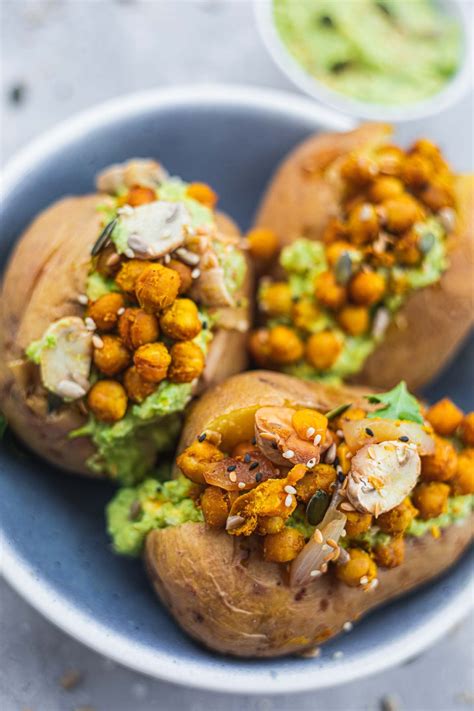 Vegan Stuffed Baked Potatoes With Tahini Chickpeas Recipe Plant