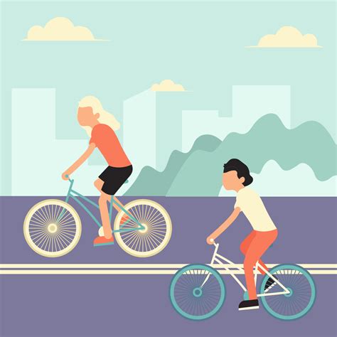 Riding Bike In The Town Vector Illustration 216241 Vector Art At Vecteezy