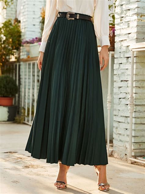 Shein Modely Belted Pleated Maxi Skirt Shein Uk