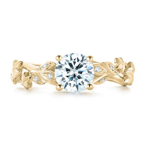 Design your own yellow gold engagement ring online. 14k Yellow Gold Custom Organic Diamond Engagement Ring #102313 - Seattle Bellevue | Joseph Jewelry