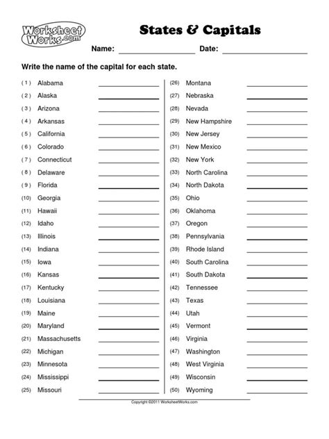 30 States And Capitals Worksheets Worksheets Decoomo