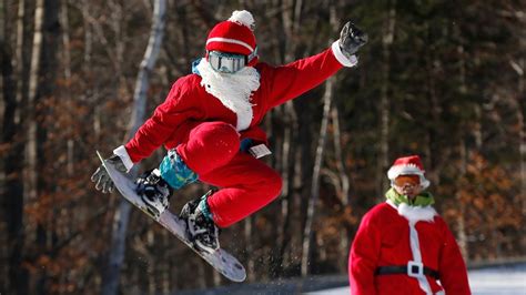 Skiing Santas Take To The Slopes In Maine Bbc News