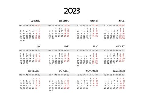Premium Vector Calendar Template For The Year 2023 The Beginning Of