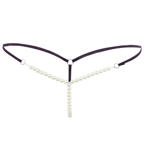 Women Sexy Faux Pearls G String Briefs Thong Underwear G String Knicker