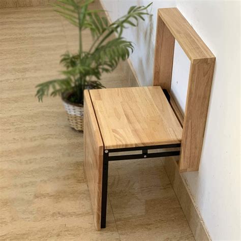 Solid Wood Stool Wall Mounted Household Appliances Wall Folding Chair