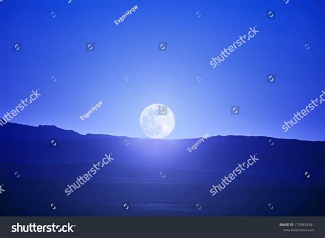 Beautiful Full Moon Over Mountains Moonrise Stock Photo 1739833541