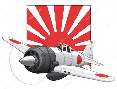 Japanese Ww2 Plane And Rising Sun Flag — Stock Vector © Juliakharlamova