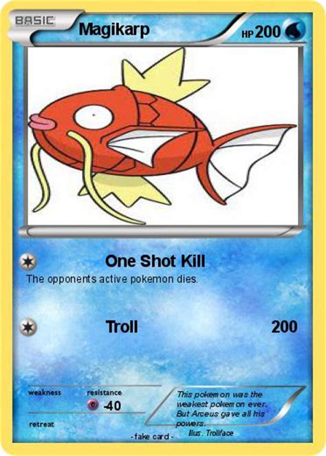 Hey guys how is it going today, here we have a list of the ten weakest pokemon cards i have pulled in the last few days. Pokémon Magikarp 1048 1048 - One Shot Kill - My Pokemon Card