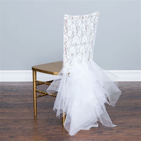 Booking a linens/chair covers through gigsalad offers you extra protection you can't get anywhere else. Floral Lace Tutu Chiavari Chair Cover White | Wedding in ...