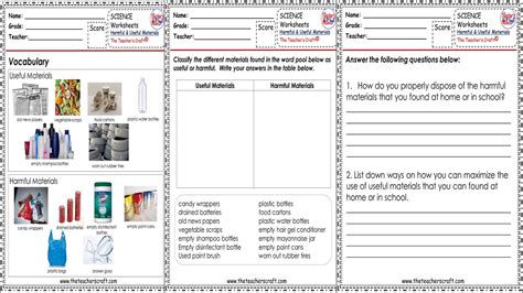 Science V Useful And Harmful Materials Worksheets The Teachers Craft