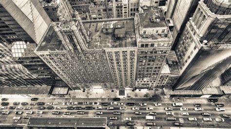 Bird Eye View Of New York City Manhattan Streets And Buildings From