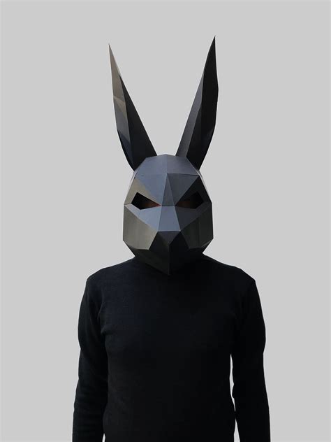 Rabbit Mask Template Paper Mask Papercraft Mask Masks 3d Mask Low