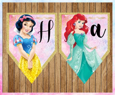 Disney Princess Banner Printable Princess Triangle Banner Etsy
