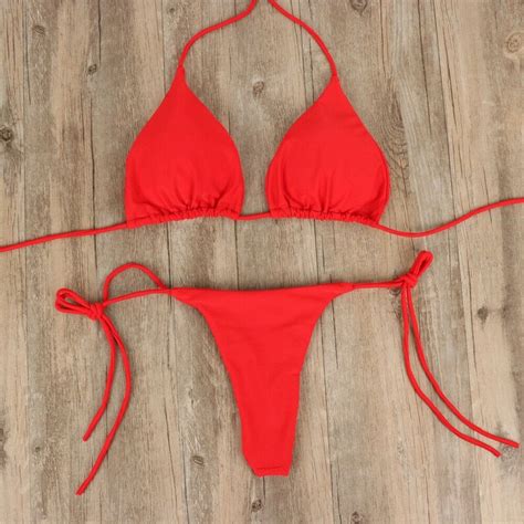 Sexy Women Summer Swimwear Bikini Set Bra Tie Side G String Etsy