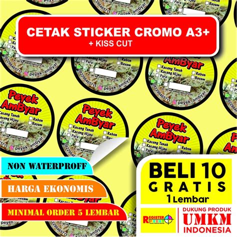 Jual Cetak Stiker Label Cromo Chromo A Cutting Kotak Bulat Custom Cetak Stiker Makanan