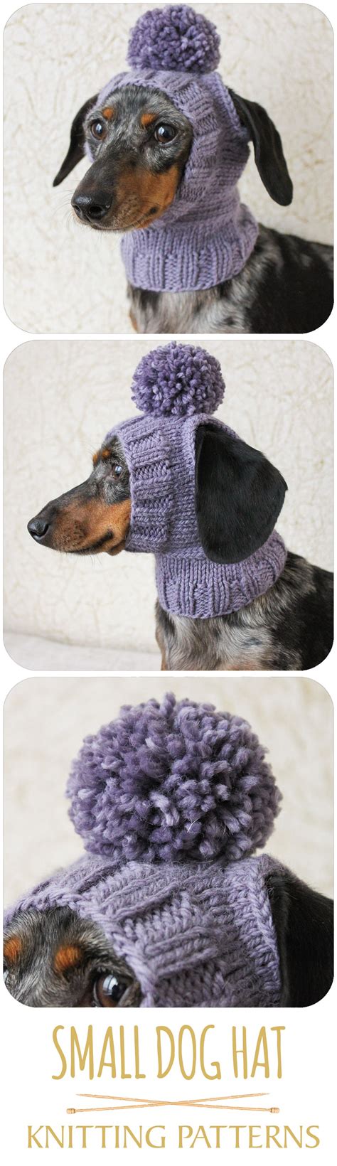 Knitting Pattern Mini Dachshund Dog Hat Small Dog Hat Etsy Pom Dog
