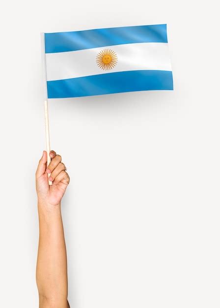Persona Que Agita La Bandera De La República Argentina Foto Gratis