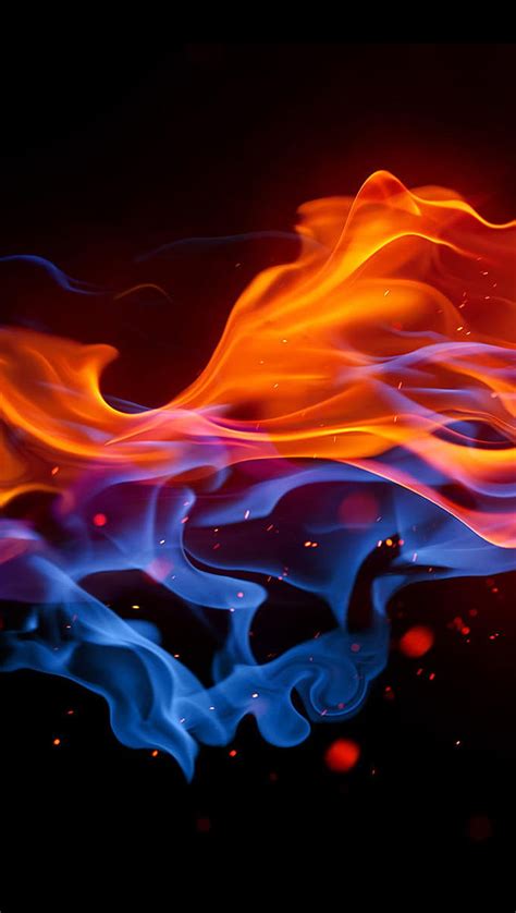 Fire Abstract Black Blue Colorful Flame Red Hd Phone Wallpaper