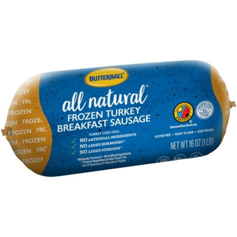 Butterball All Natural Frozen Turkey Breakfast Sausage Roll 1 Lb