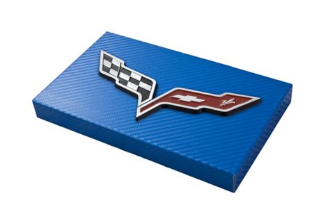 2005 2013 C6 Corvette Blue Carbon Fiber Fuse Box Cover Crossed Flags