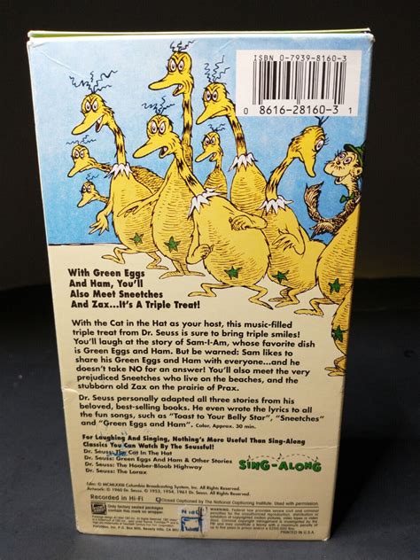 1994 VHS TAPE Dr Seuss GREEN EGGS AND HAM AND OTHER STORIES Sing Along