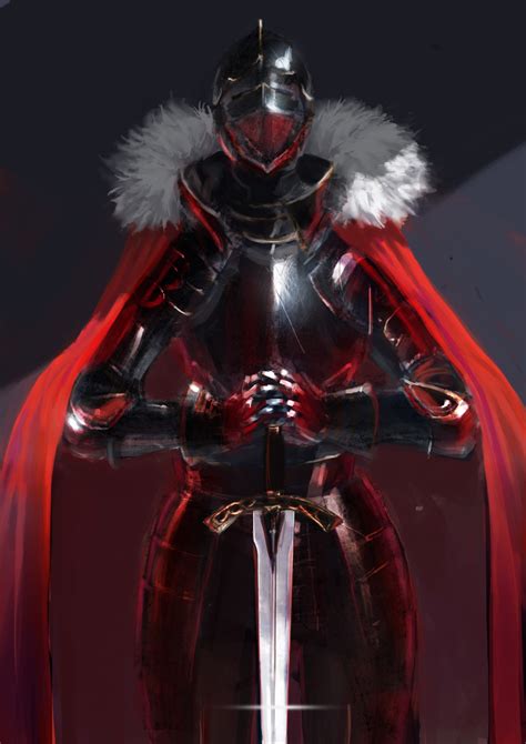 Фото Черный рыцарь с мечом в руках