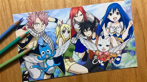 Drawing Fairy Tail Characters Timelapse Youtube