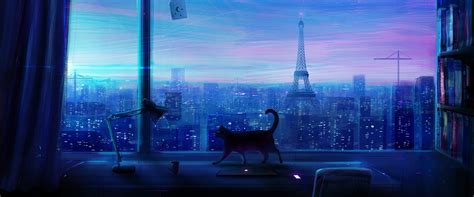 Anime Girl Cityscape Cats Hd Anime 4k Wallpapers Images Backgrounds