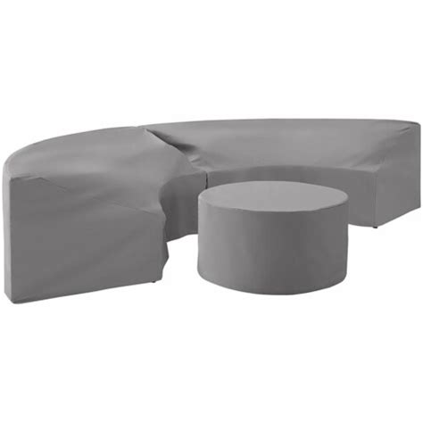 Crosley Catalina 3 Piece Patio Curved Sectional Sofa Cover Set In Gray