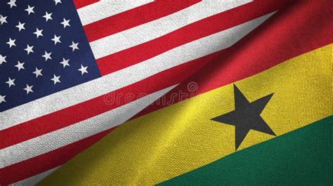 United States And Ghana Two Flags Textile Cloth Fabric Texture Stock