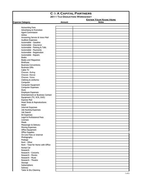 Car Expenses Worksheet Worksheeto Com