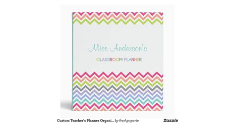 Custom Teachers Planner Organizer Chevron Stripe Vinyl Binder Zazzle