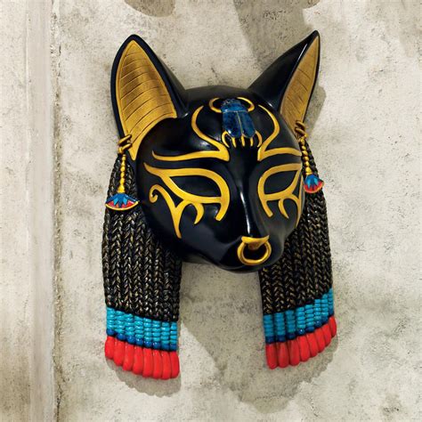 Ancient Egyptian Cat Goddess Of Protection Bastet Wall Mask Sculpture