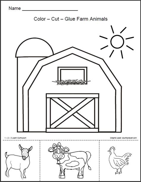 1 2 3 Learn Curriculum Barn Animals Worksheet Farm Preschool