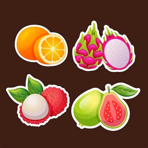 Premium Vector Set Sticker Fresh Fruit Design