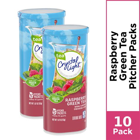 10 Pitcher Packs Crystal Light Raspberry Green Tea Sugar Free Low