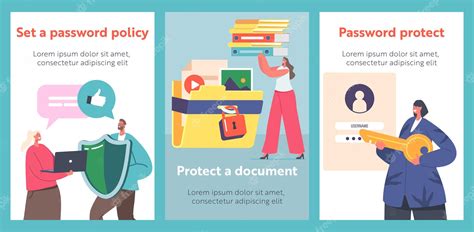 Premium Vector Data And Document Protection Privacy Cartoon Banners