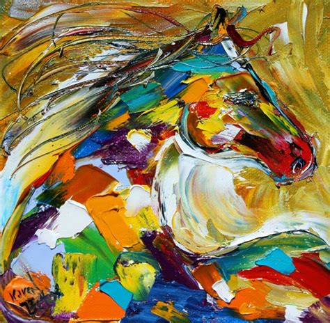 Original Oil Painting Abstract Equine Pony Horses Palette