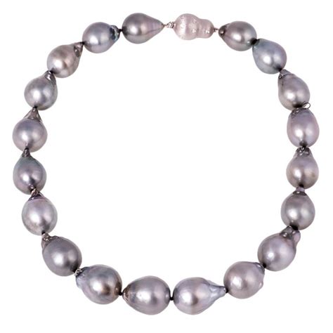 Magnificent Baroque Silver Grey South Sea Pearl Necklace At 1stdibs