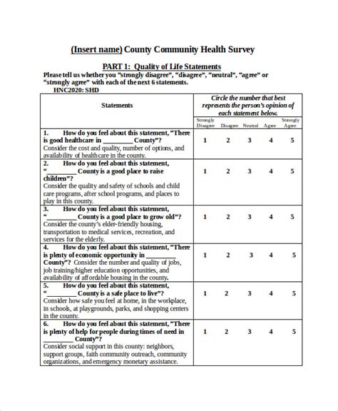Health Survey Template
