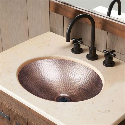 Monarch Abode Pure Copper Hand Hammered Oval Drop In Bathroom Sink