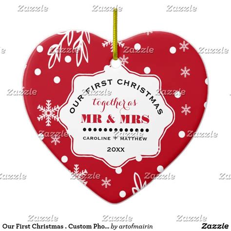 Our First Christmas Custom Photo Ceramic Ornament Zazzle First