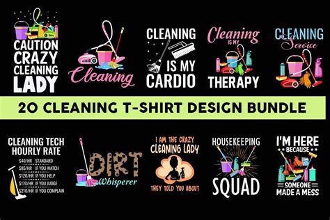 20 Cleaning T Shirt Design Bundle Bundle · Creative Fabrica