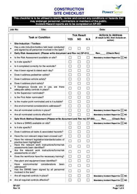 Construction Site Inspection Checklist Fillable Printable Pdf Images And Photos Finder