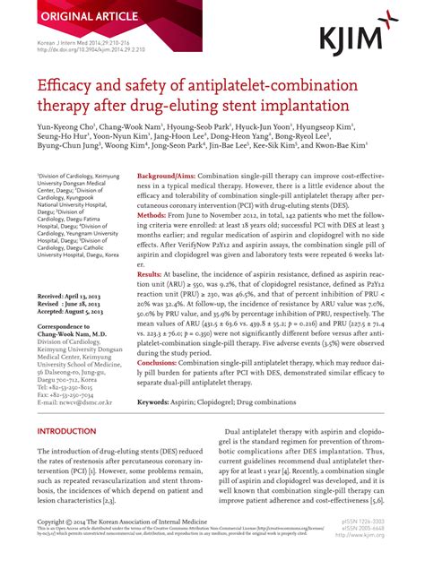 Pdf Efficacy And Safety Of Antiplatelet Combination Therapy After