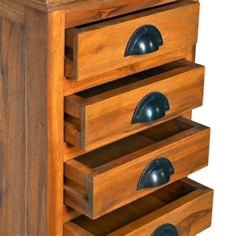 VidaXL 10 Drawer Cabinet 35x30x120 Cm Solid Teak Wood Wood Factory