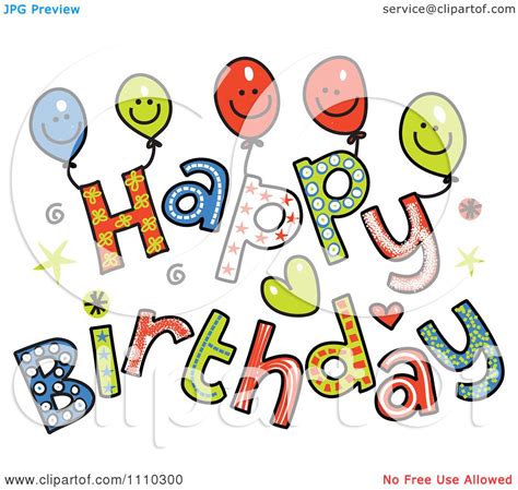It will make their birthday party cheerful. Clipart Colorful Sketched Happy Birthday Text 2 - Royalty ...