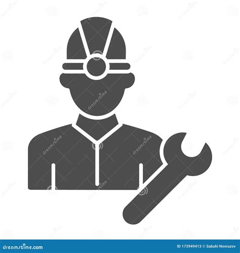 Fuel Engineer Solid Icon Oil Miner Man Construction Worker In Helmet