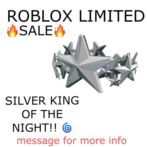 Roblox Silver King Of The Night Limited Etsy